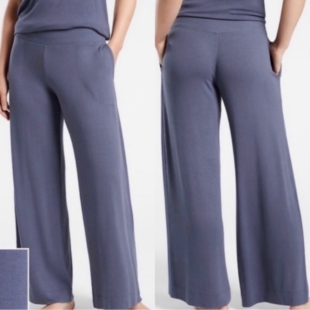 Athleta Well Rested Rib Sleep Wide Leg Soft Pajama Pants -Medieval Violet -Sz L